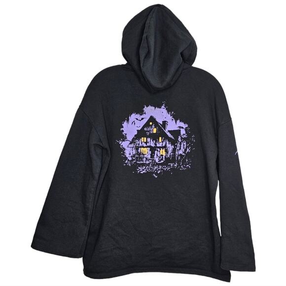 Disney Hocus Pocus Daughters of Darkness Bell Sleeve Pouch Hooded Sweatshirt Med - Picture 10 of 10